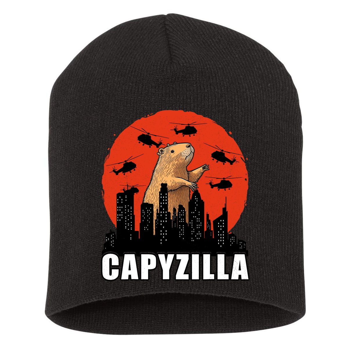 Capybara Funny Capybara Rodent Capyzilla Funny Short Acrylic Beanie