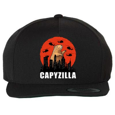 Capybara Funny Capybara Rodent Capyzilla Funny Wool Snapback Cap