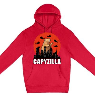 Capybara Funny Capybara Rodent Capyzilla Funny Premium Pullover Hoodie