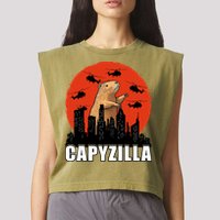 Capybara Funny Capybara Rodent Capyzilla Funny Garment-Dyed Women's Muscle Tee