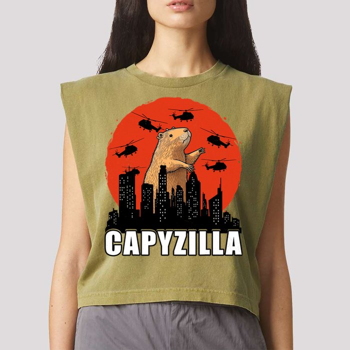 Capybara Funny Capybara Rodent Capyzilla Funny Garment-Dyed Women's Muscle Tee