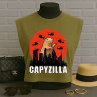 Capybara Funny Capybara Rodent Capyzilla Funny Garment-Dyed Women's Muscle Tee
