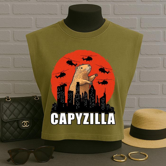 Capybara Funny Capybara Rodent Capyzilla Funny Garment-Dyed Women's Muscle Tee