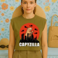 Capybara Funny Capybara Rodent Capyzilla Funny Garment-Dyed Women's Muscle Tee
