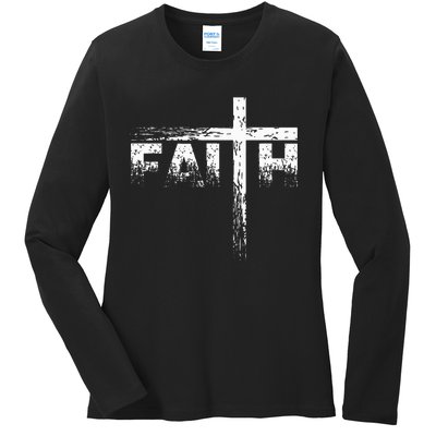 Christian Faith & Cross Christian Faith Ladies Long Sleeve Shirt