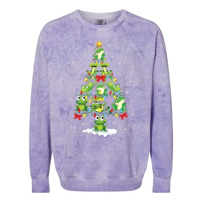 Cute Frog Christmas Tree Gift Decor Xmas Tree Premium Colorblast Crewneck Sweatshirt