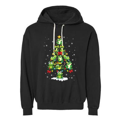 Cute Frog Christmas Tree Gift Decor Xmas Tree Premium Garment-Dyed Fleece Hoodie