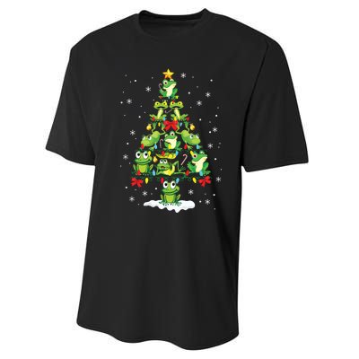 Cute Frog Christmas Tree Gift Decor Xmas Tree Premium Performance Sprint T-Shirt