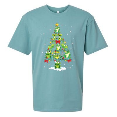 Cute Frog Christmas Tree Gift Decor Xmas Tree Premium Sueded Cloud Jersey T-Shirt