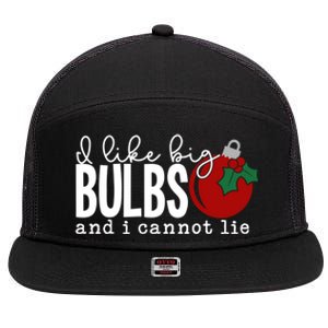 Cute Funny Christmas I Like Big Bulbs And I Cannot Lie Gift 7 Panel Mesh Trucker Snapback Hat