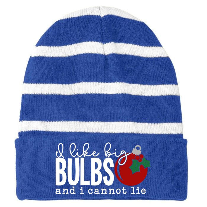 Cute Funny Christmas I Like Big Bulbs And I Cannot Lie Gift Striped Beanie with Solid Band