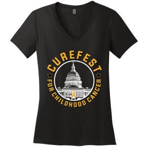 Curefest For Childhood Cancer 2024 Design 3 For Dark Fabric Women's V-Neck T-Shirt