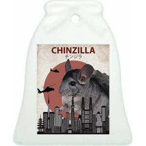 Chinzilla Funny Chinchilla Lovers Gift Ceramic Bell Ornament