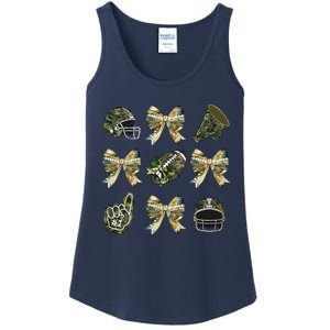 Camo Football Coquette Bow Football Mom Game Day Women Gift Ladies Essential Tank