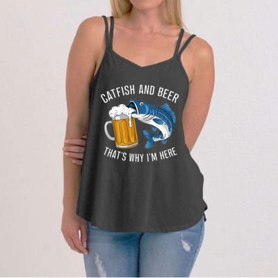 Catfish Fishing Catfish & Beer ThatS Why IM Here Flathead Women's Strappy Tank