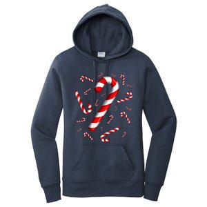 Christmas Flying Candy Cane Lover Taster Red And White Woman Women's Pullover Hoodie