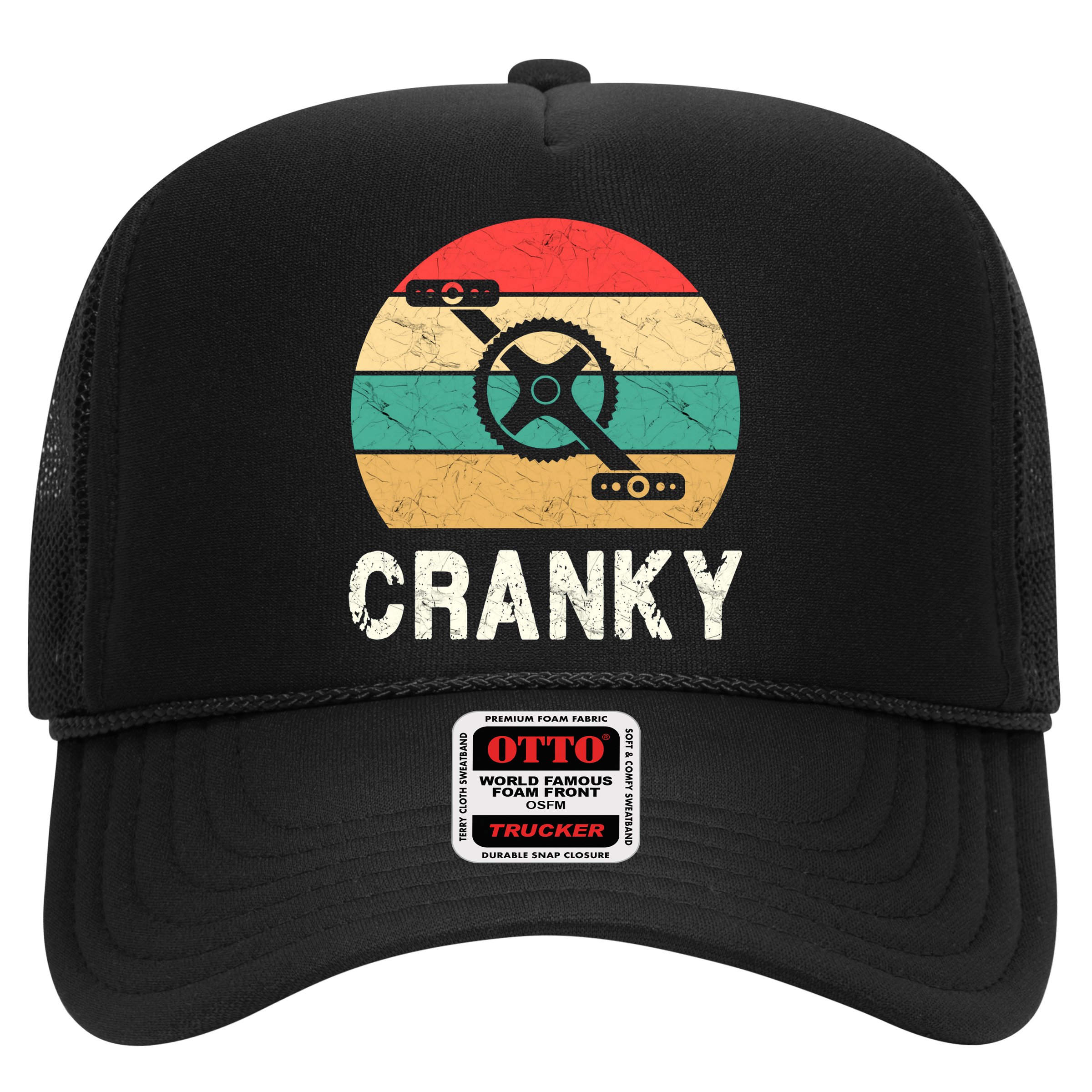 Cranky Funny Cyclist Retro Distressed Look Hat