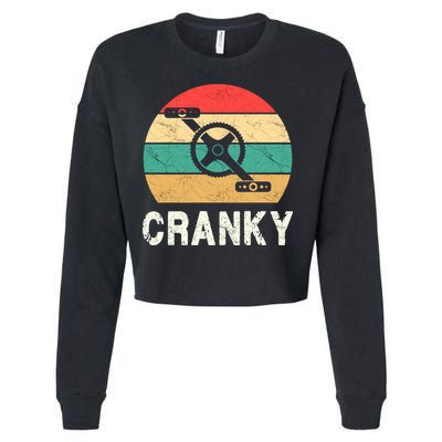 Cranky Funny Cyclist Retro Distressed Look Cropped Pullover Crew