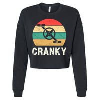 Cranky Funny Cyclist Retro Distressed Look Cropped Pullover Crew