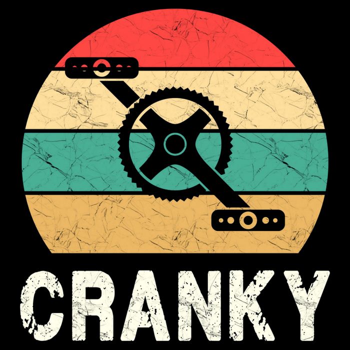 Cranky Funny Cyclist Retro Distressed Look Cropped Pullover Crew