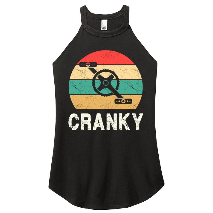 Cranky Funny Cyclist Retro Distressed Look Women's Perfect Tri Rocker Tank