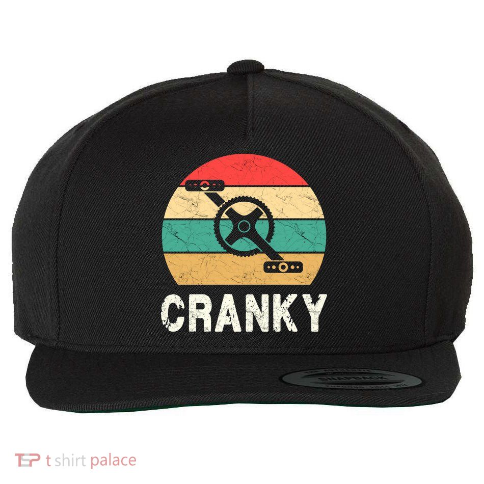 Cranky Funny Cyclist Retro Distressed Look Wool Snapback Cap