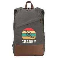 Cranky Funny Cyclist Retro Distressed Look Cotton Canvas Backpack