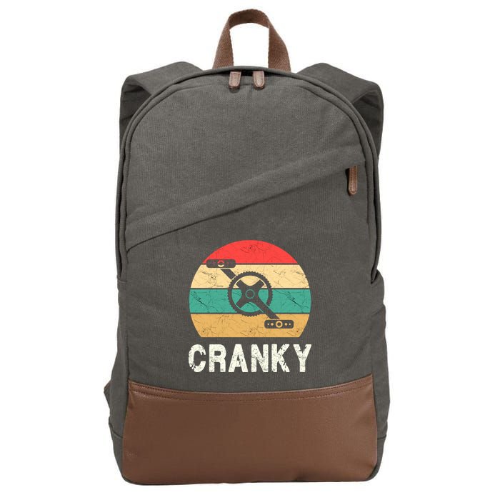 Cranky Funny Cyclist Retro Distressed Look Cotton Canvas Backpack
