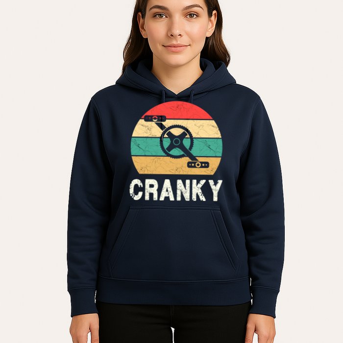 Cranky Funny Cyclist Retro Distressed Look Hoodie