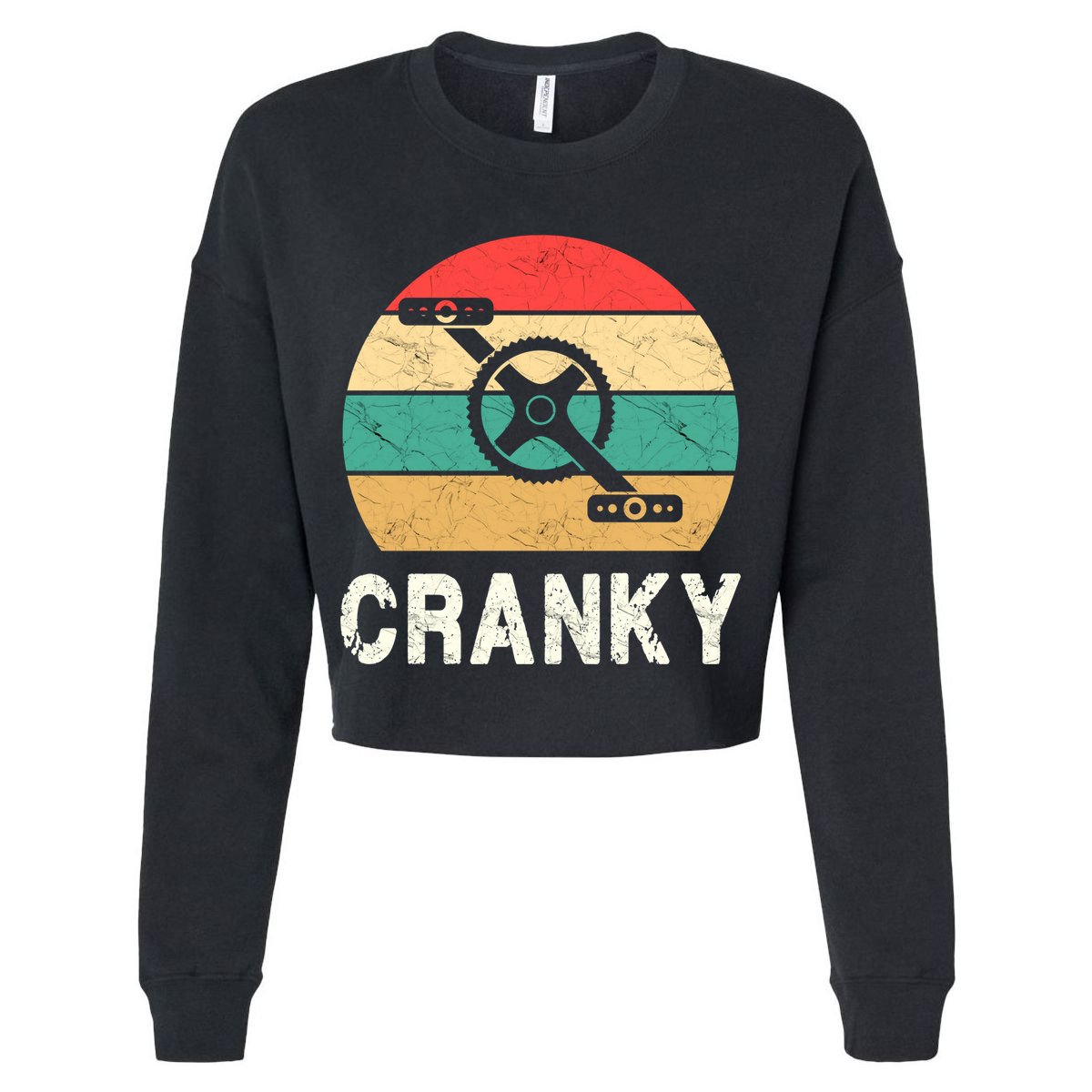 Cranky Funny Cyclist Retro Distressed Look V-Neck T-Shirt