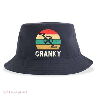 Cranky Funny Cyclist Retro Distressed Look Sustainable Bucket Hat