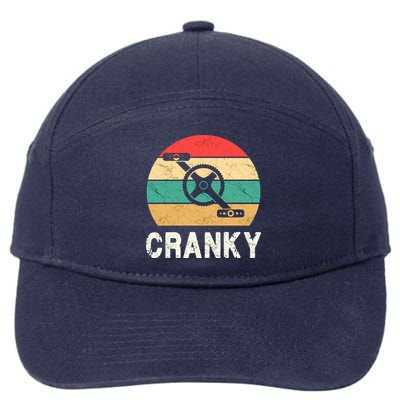 Cranky Funny Cyclist Retro Distressed Look 7-Panel Snapback Hat