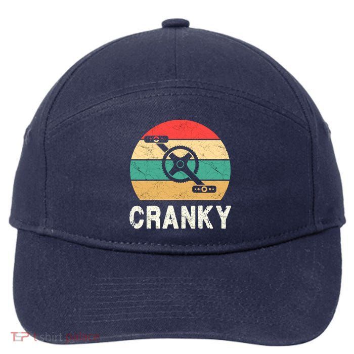 Cranky Funny Cyclist Retro Distressed Look 7-Panel Snapback Hat