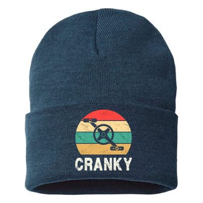 Cranky Funny Cyclist Retro Distressed Look Sustainable Knit Beanie