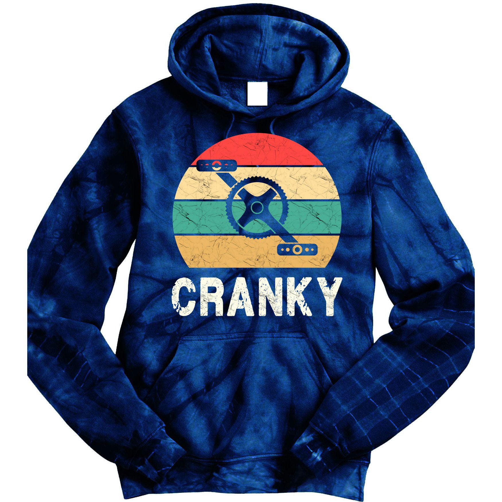 Cranky Funny Cyclist Retro Distressed Look Tie Dye Hoodie