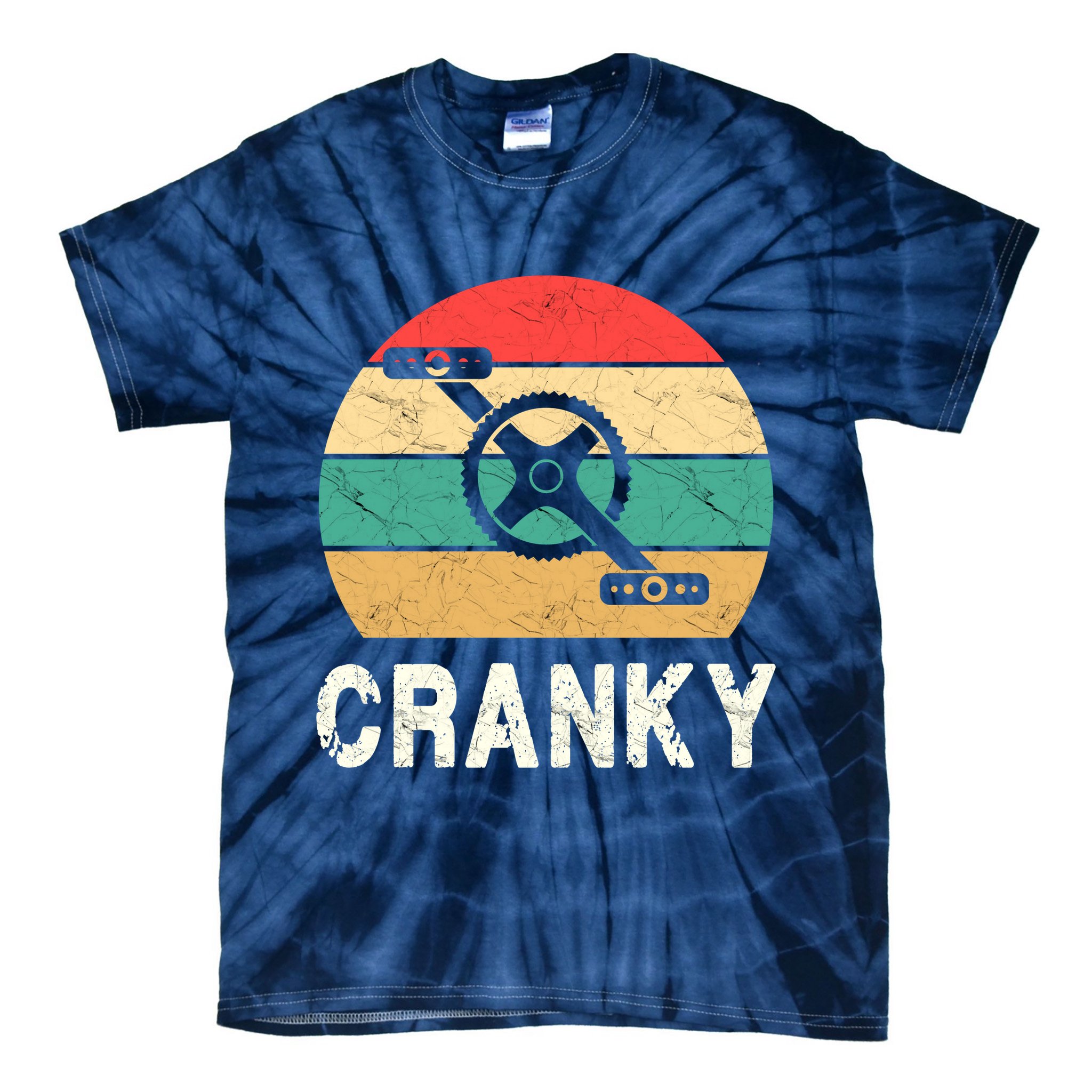 Cranky Funny Cyclist Retro Distressed Look Tie-Dye T-Shirt