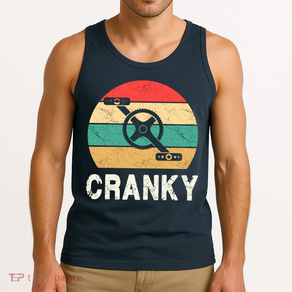 Cranky Funny Cyclist Retro Distressed Look Tank Top