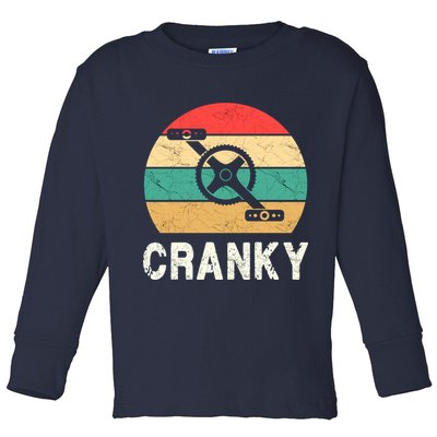 Cranky Funny Cyclist Retro Distressed Look Toddler Long Sleeve Shirt