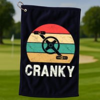 Cranky Funny Cyclist Retro Distressed Look Golf Towel