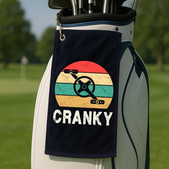 Cranky Funny Cyclist Retro Distressed Look Golf Towel