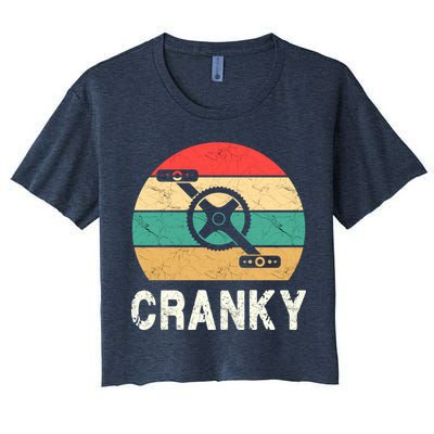 Cranky Funny Cyclist Retro Distressed Look Crop Top