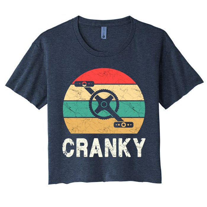 Cranky Funny Cyclist Retro Distressed Look Crop Top