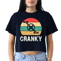 Cranky Funny Cyclist Retro Distressed Look Crop Top