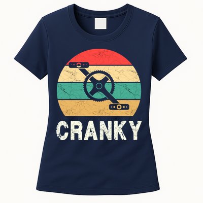 Cranky Funny Cyclist Retro Distressed Look Womens T-Shirt