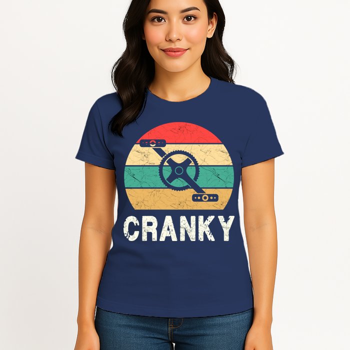 Cranky Funny Cyclist Retro Distressed Look Womens T-Shirt