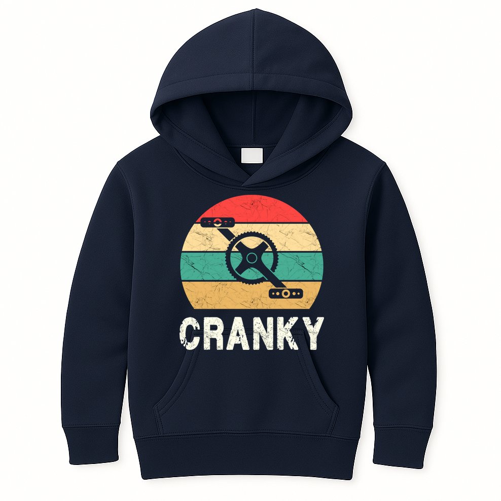 Cranky Funny Cyclist Retro Distressed Look Kids Hoodie