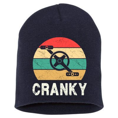 Cranky Funny Cyclist Retro Distressed Look Short Acrylic Beanie