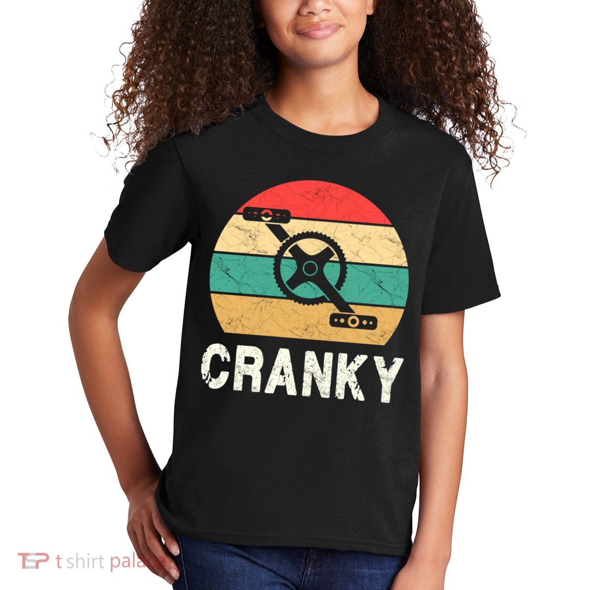 Cranky Funny Cyclist Retro Distressed Look Kids T-Shirt