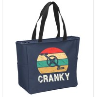 Cranky Funny Cyclist Retro Distressed Look Zip Tote Bag