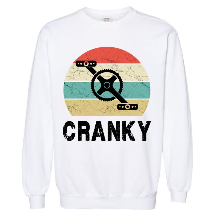 Cranky Funny Cyclist Retro Distressed Look Garment-Dyed Sweatshirt